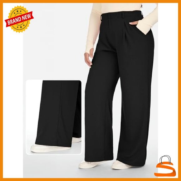 Plus Size Stretchy Work Pants High Waisted Wide Leg Pull On - Picture 6 of 7